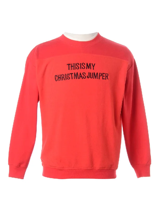 Label This Is My Christmas Sweatshirt Hoodie with Hem Lace Feminine Delicate