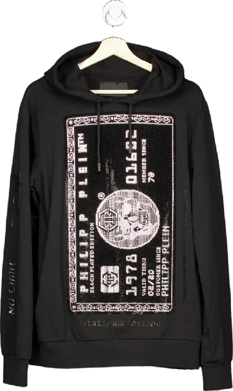 Philipp Plein Black Credit Card Hoodie UK M Hoodie with Tied Waist Feminine Flattering Philipp Plein Black Credit Card Hoodie UK M Hoodie with Tied Waist Feminine Flattering
